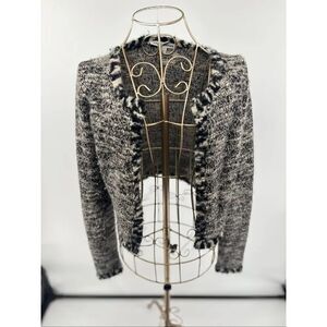 Autumn Cashmere Open Cardigan Black White Size XS Cashmere